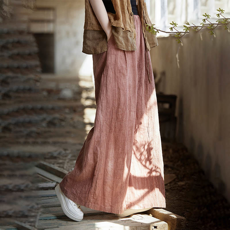 Buddha Stones Cami sin mangas con botones de rana y vestido midi Pantalones anchos de lino y ramio con bolsillos - image 40