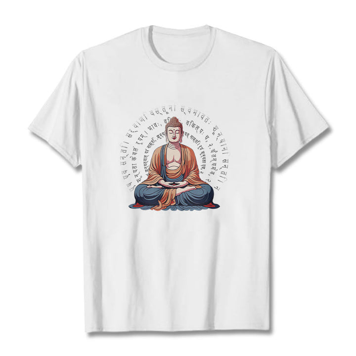 Buddha Stones Sánscrito Corazón Sutra La Forma No Es Otra Que Vacío Camiseta - Blanco - 2XL - image 2