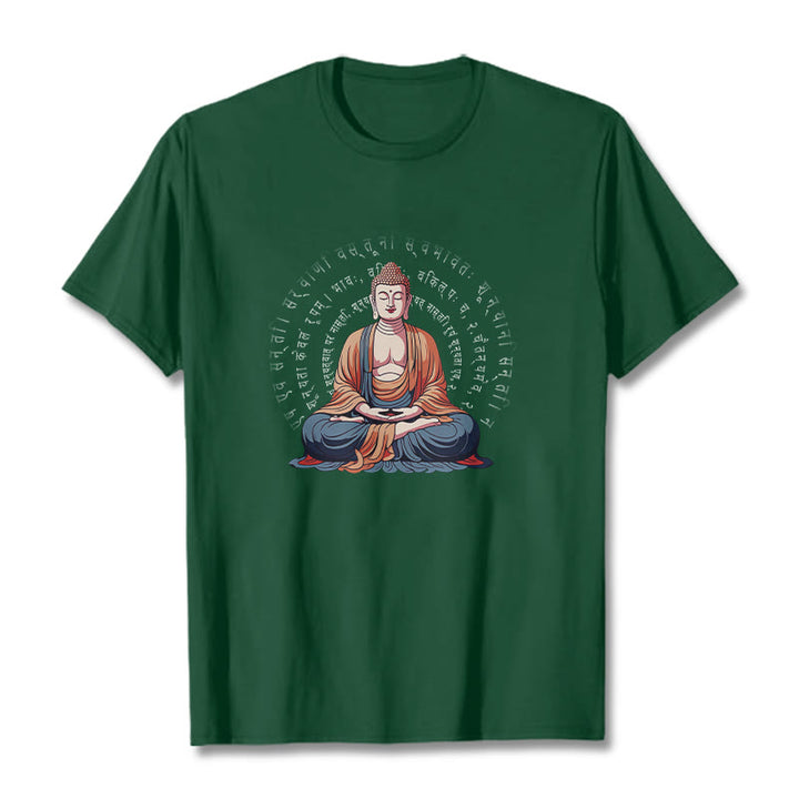 Buddha Stones Sánscrito Corazón Sutra La Forma No Es Otra Que Vacío Camiseta - Verde bosque - 2XL - image 11