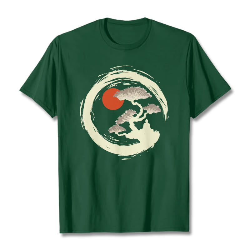 Buddha Stones Sol Rojo Pino Círculo Zen Meditación Buda Camiseta - Verde bosque - 2XL - image 11