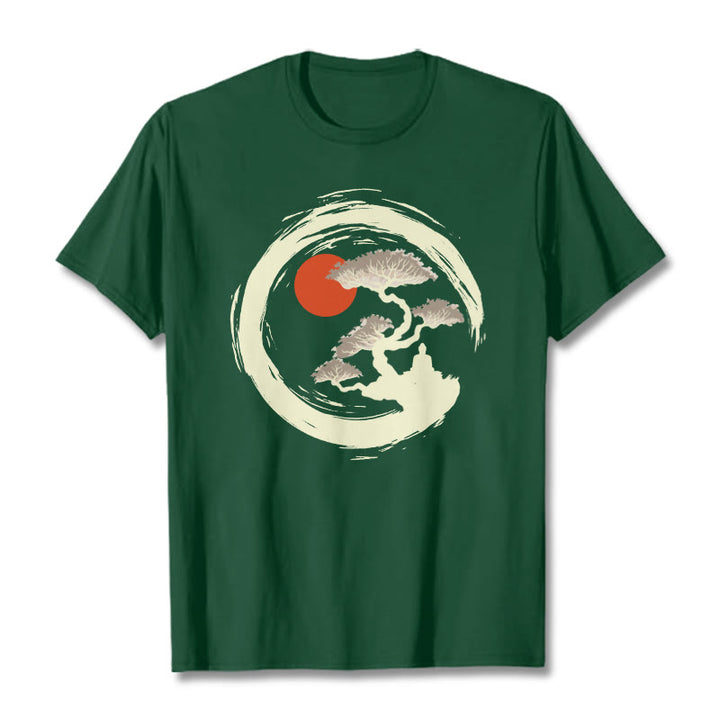 Buddha Stones Sol Rojo Pino Círculo Zen Meditación Buda Camiseta - Verde bosque - 2XL - image 11