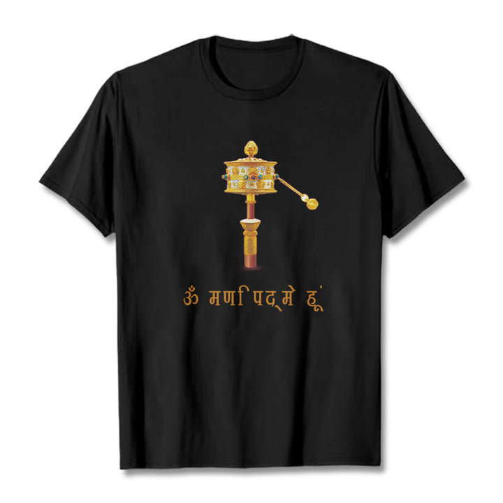 Camiseta con la rueda de oración OM NAMAH SHIVAYA en sánscrito de Buddha Stones - Negro - 2XL - image 5