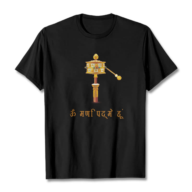 Camiseta con la rueda de oración OM NAMAH SHIVAYA en sánscrito de Buddha Stones - Negro - 2XL - image 5