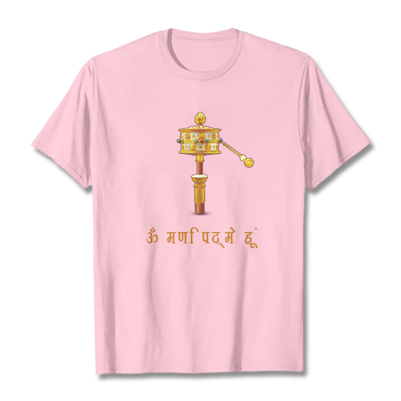 Camiseta con la rueda de oración OM NAMAH SHIVAYA en sánscrito de Buddha Stones - Rosa claro - 2XL - image 13