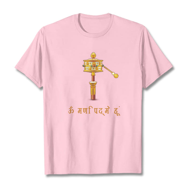 Camiseta con la rueda de oración OM NAMAH SHIVAYA en sánscrito de Buddha Stones - Rosa claro - 2XL - image 13