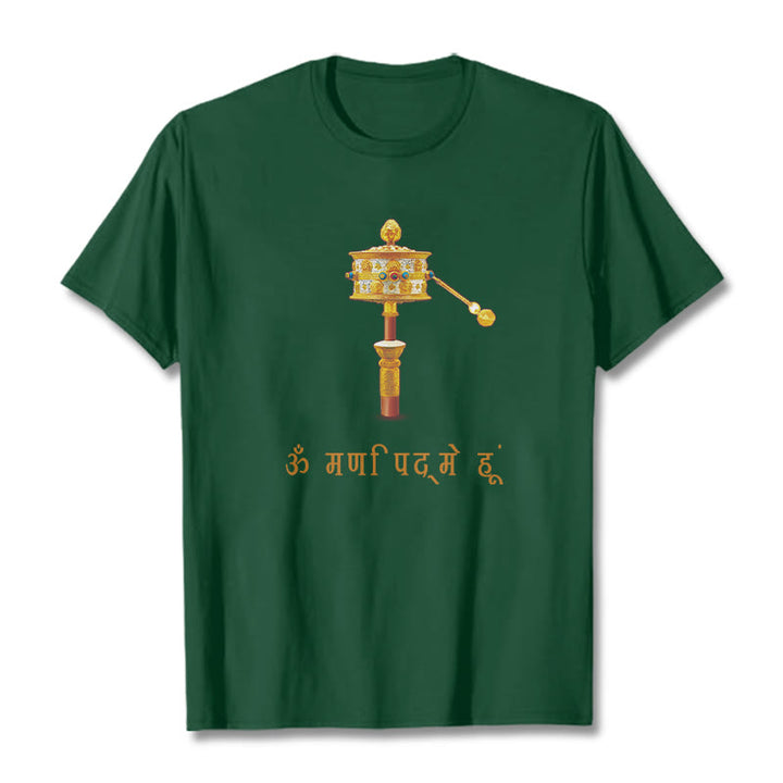Camiseta con la rueda de oración OM NAMAH SHIVAYA en sánscrito de Buddha Stones - Verde bosque - 2XL - image 11