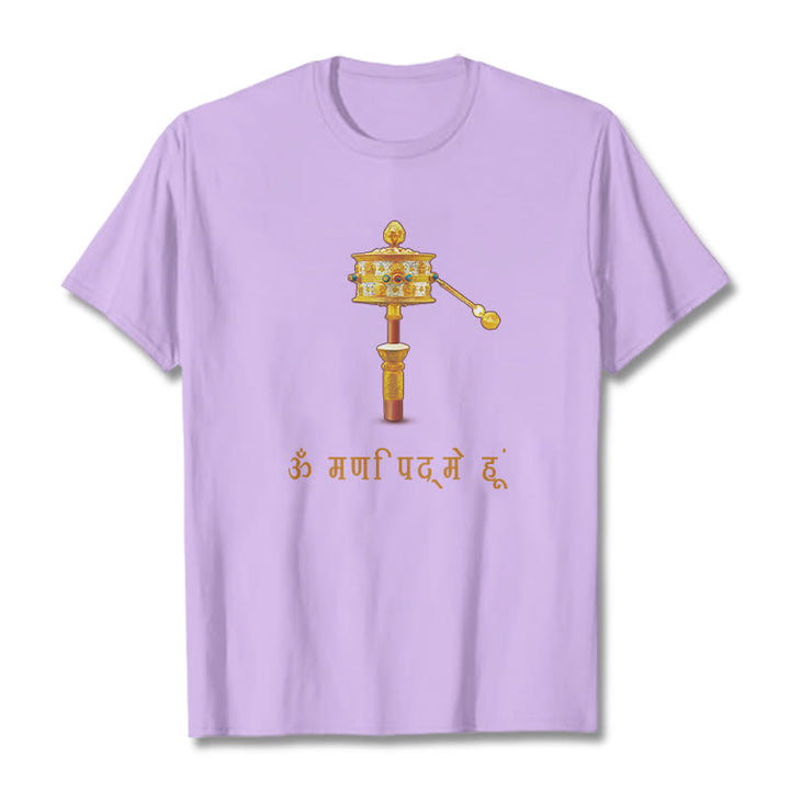 Camiseta con la rueda de oración OM NAMAH SHIVAYA en sánscrito de Buddha Stones - Ciruela - 2XL - image 17