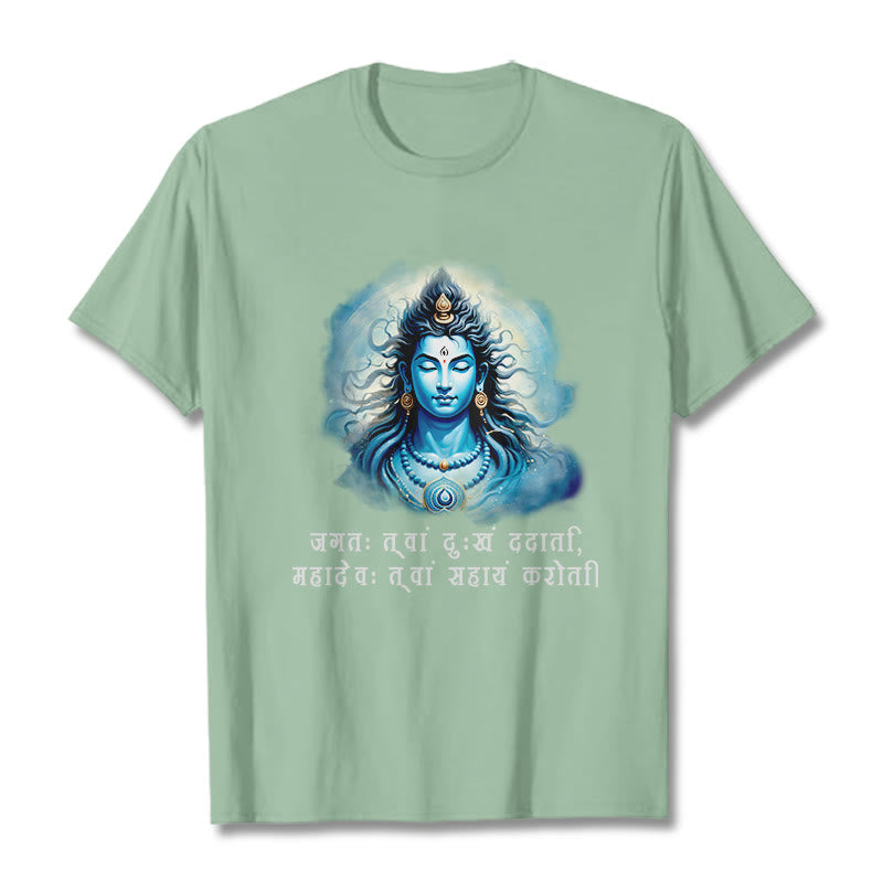 Buddha Stones Sánscrito Mahadev Viene en Tu Ayuda Camiseta - Verde pálido - 2XL - image 14
