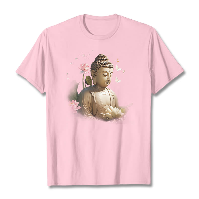 Buddha Stones Flor de Loto Mariposa Meditación Buda Camiseta - Rosa claro - 2XL - image 12