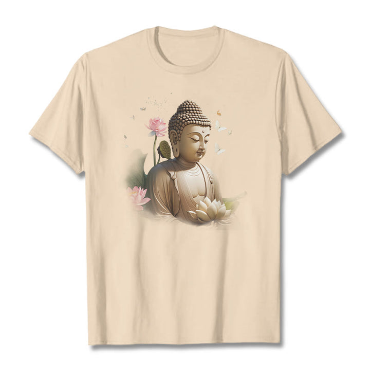 Buddha Stones Flor de Loto Mariposa Meditación Buda Camiseta - Sopa de mariscos - 2XL - image 8