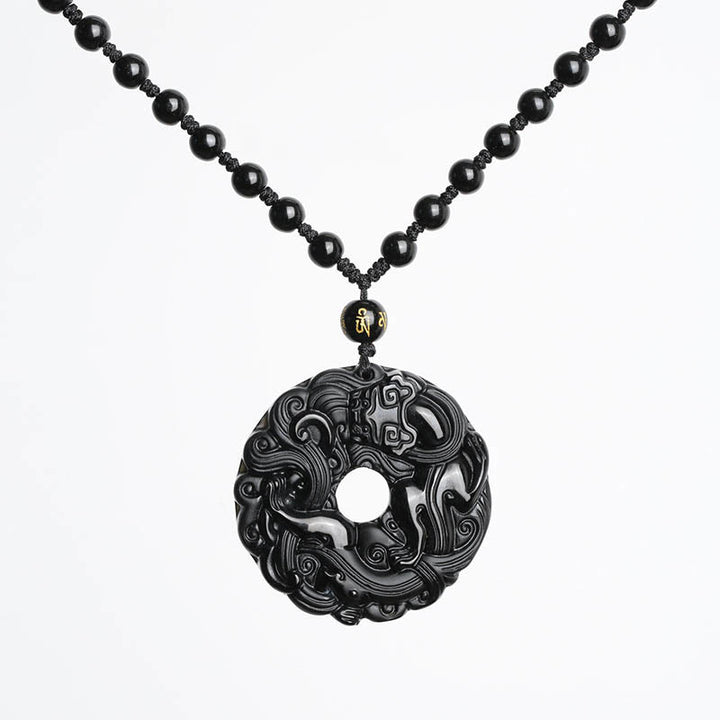 Colgante de Buddha Stones con collar de purificación de obsidiana negra natural, hebilla de paz Pixiu - image 10