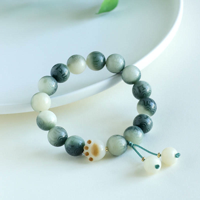 Buddha Stones Pulsera Armonía Tallada Om Mani Padme Hum de Semilla de Bodhi