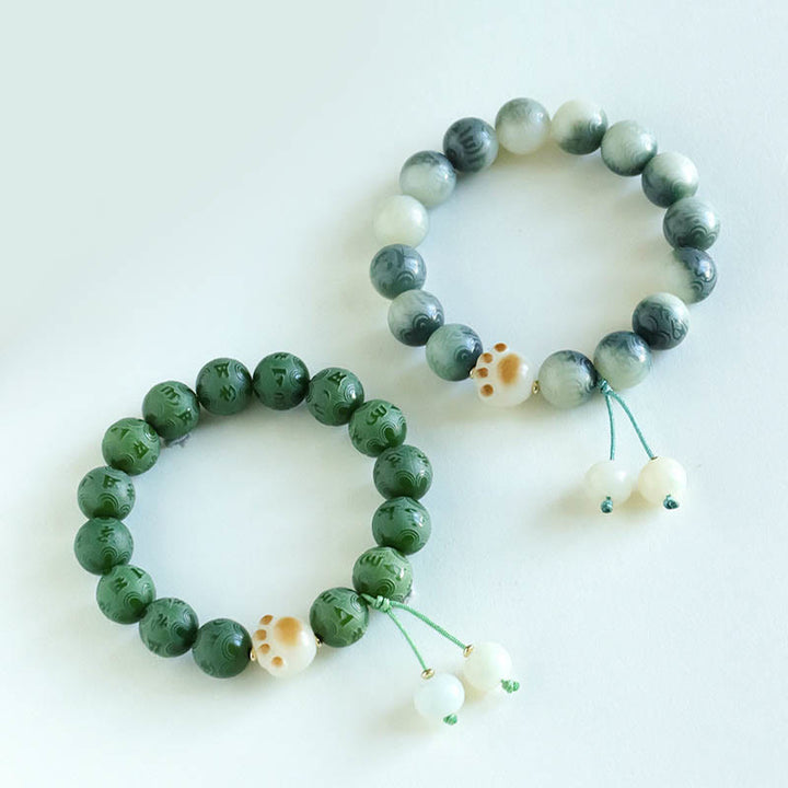 Buddha Stones Pulsera Armonía Tallada Om Mani Padme Hum de Semilla de Bodhi