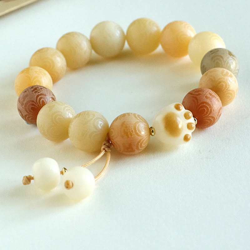 Buddha Stones Pulsera Armonía Tallada Om Mani Padme Hum de Semilla de Bodhi