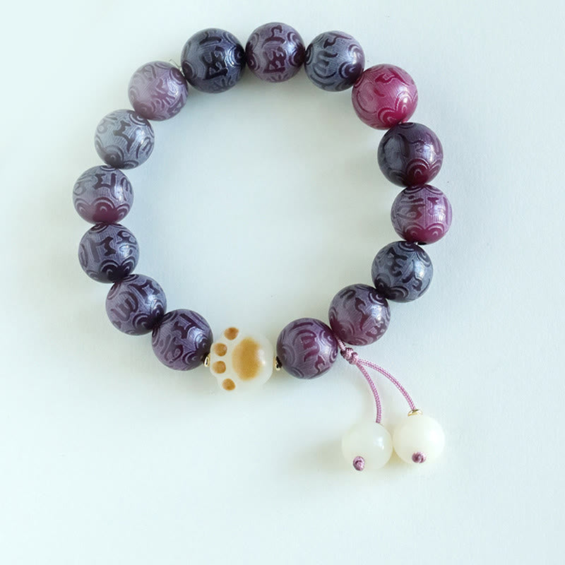 Buddha Stones Pulsera Armonía Tallada Om Mani Padme Hum de Semilla de Bodhi