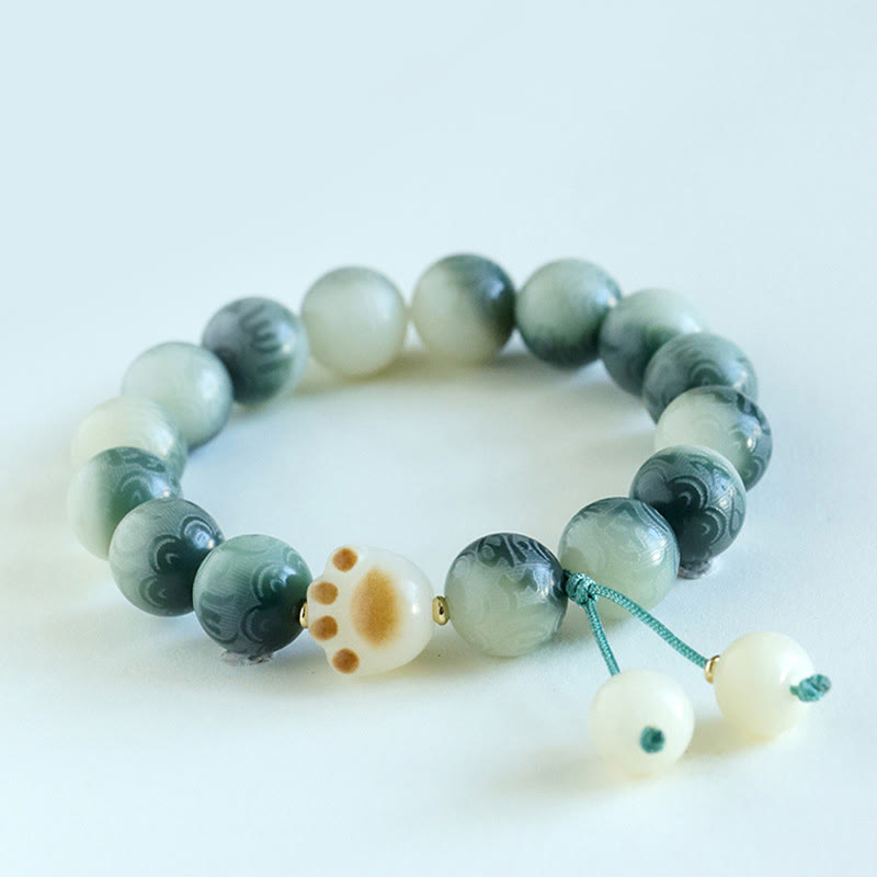 Buddha Stones Pulsera Armonía Tallada Om Mani Padme Hum de Semilla de Bodhi