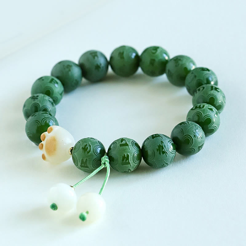 Buddha Stones Pulsera Armonía Tallada Om Mani Padme Hum de Semilla de Bodhi