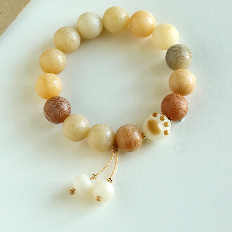 Buddha Stones Pulsera Armonía Tallada Om Mani Padme Hum de Semilla de Bodhi