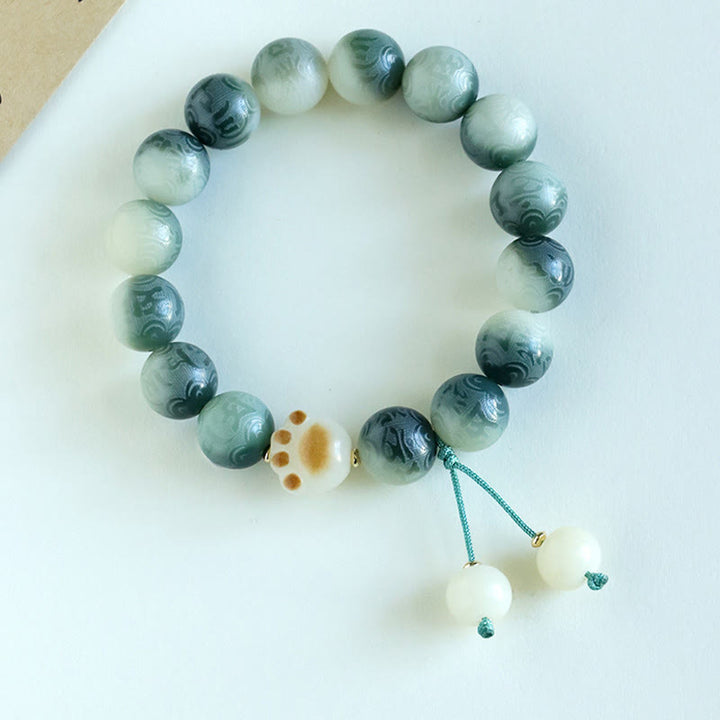 Buddha Stones Pulsera Armonía Tallada Om Mani Padme Hum de Semilla de Bodhi