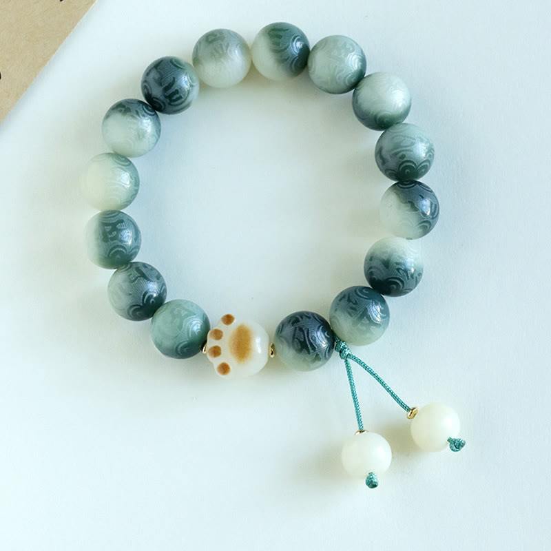 Buddha Stones Pulsera Armonía Tallada Om Mani Padme Hum de Semilla de Bodhi