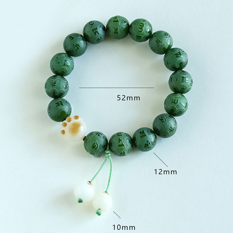 Buddha Stones Pulsera Armonía Tallada Om Mani Padme Hum de Semilla de Bodhi