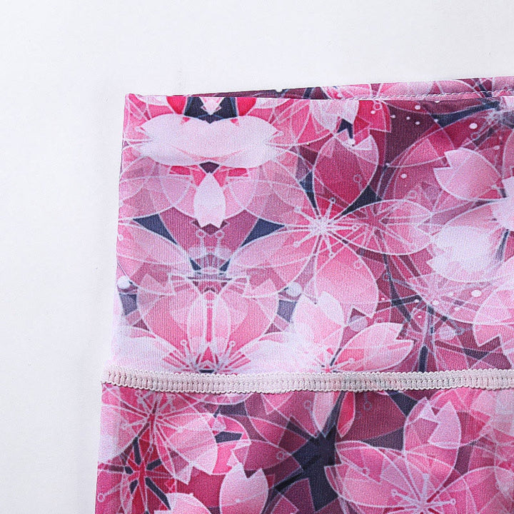 Leggings deportivos estampados de líneas de Sakura con flores de cerezo de Buddha Stones, pantalones tipo capri de yoga para mujer - image 5