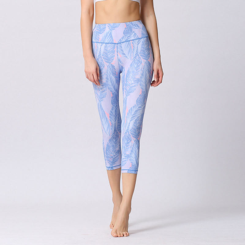 Buddha Stones Leggings de Yoga Recortados con Estampado de Hojas y Mariposas para Mujeres - image 11