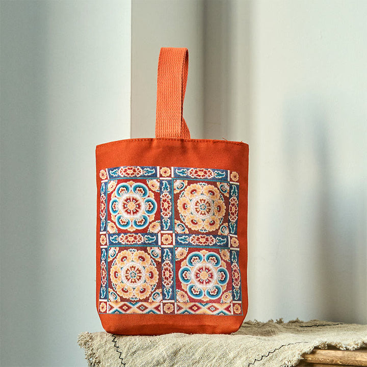 Buddha Stones Dunhuang Apsaras Voladoras Loto Estatuas de Buda Bolsa de Mano de Lona