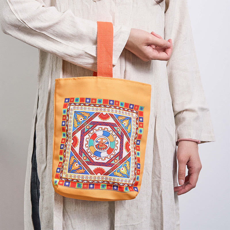 Buddha Stones Dunhuang Apsaras Voladoras Loto Estatuas de Buda Bolsa de Mano de Lona