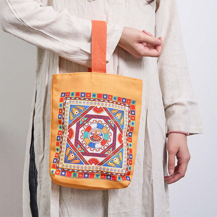 Buddha Stones Dunhuang Apsaras Voladoras Loto Estatuas de Buda Bolsa de Mano de Lona