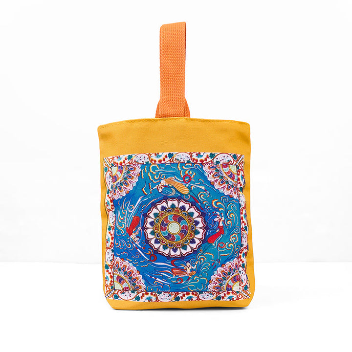 Buddha Stones Dunhuang Apsaras Voladoras Loto Estatuas de Buda Bolsa de Mano de Lona