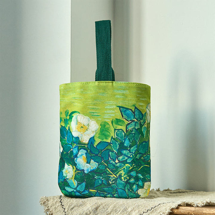 Bolso de mano de lona con rosas Buddha Stones