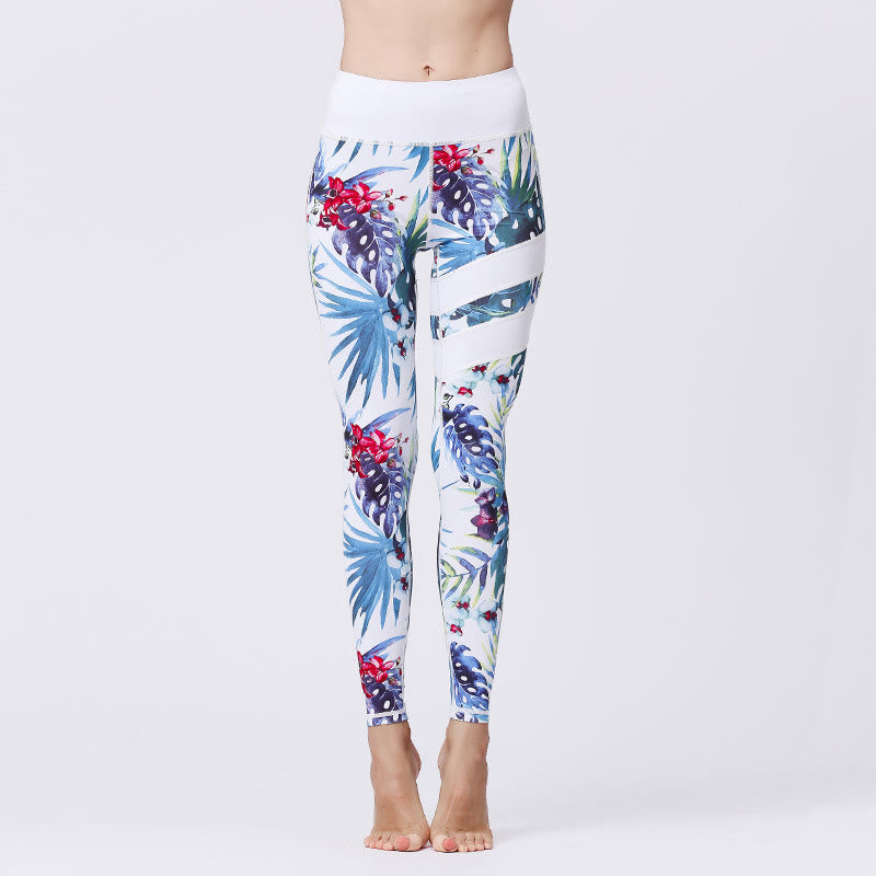 Pantalones de yoga para mujeres de cintura alta con estampado de pétalos de flor Buddha Stones para ejercicios deportivos y fitness - Fantasma Blanco - US8-10, UK/AU12-14, EU40-42 (XL) - image 15