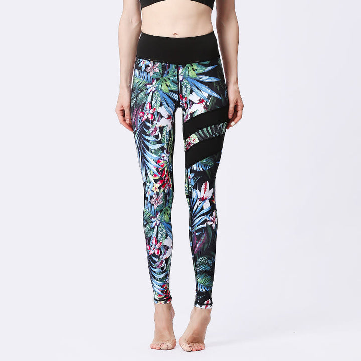 Pantalones de yoga para mujeres de cintura alta con estampado de pétalos de flor Buddha Stones para ejercicios deportivos y fitness - Azul aciano - US8-10, UK/AU12-14, EU40-42 (XL) - image 19