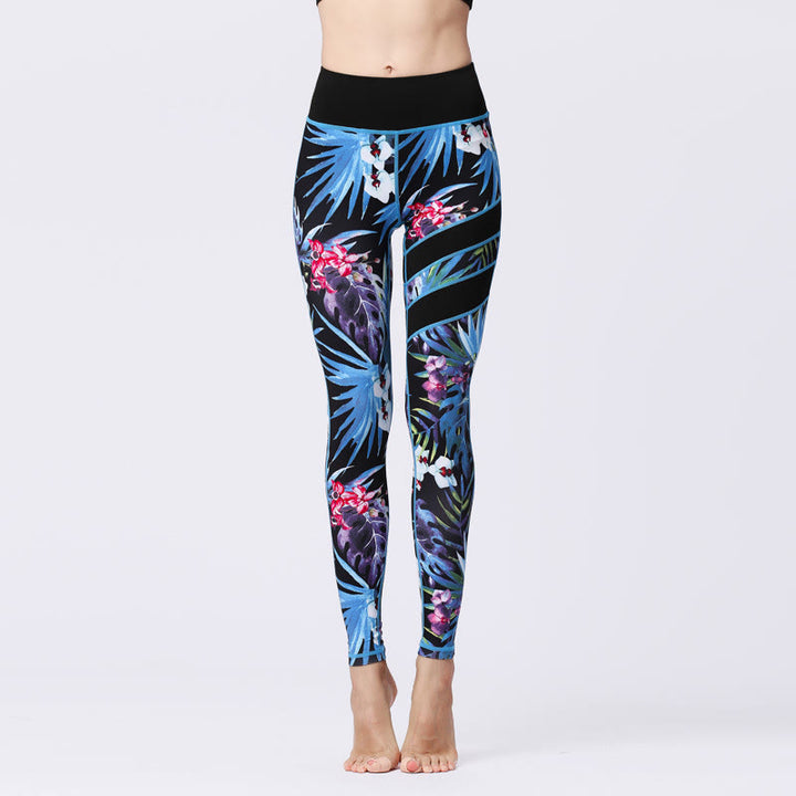 Pantalones de yoga para mujeres de cintura alta con estampado de pétalos de flor Buddha Stones para ejercicios deportivos y fitness - DodgerBlue - US8-10, UK/AU12-14, EU40-42 (XL) - image 22