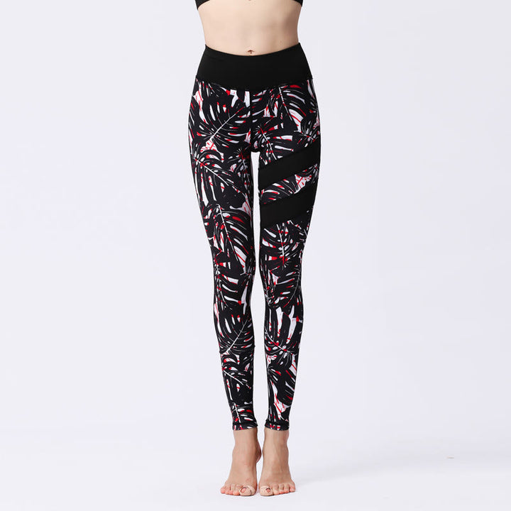 Pantalones de yoga para mujeres de cintura alta con estampado de pétalos de flor Buddha Stones para ejercicios deportivos y fitness - Negro - US8-10, UK/AU12-14, EU40-42 (XL) - image 26