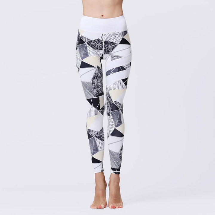 Pantalones de yoga para mujeres de cintura alta con estampado de pétalos de flor Buddha Stones para ejercicios deportivos y fitness - Nieve - US8-10, UK/AU12-14, EU40-42 (XL) - image 43