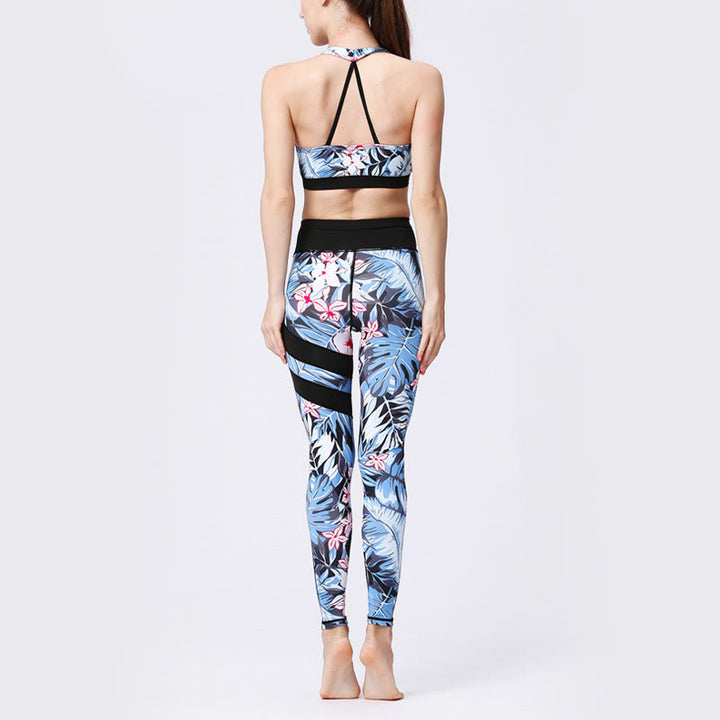 Pantalones de yoga para mujeres de cintura alta con estampado de pétalos de flor Buddha Stones para ejercicios deportivos y fitness - image 4