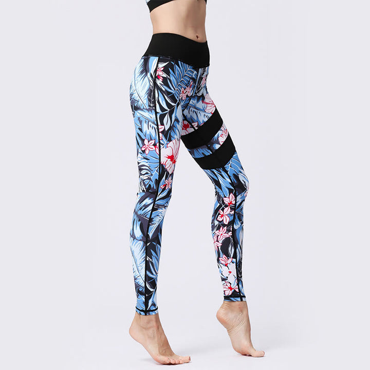 Pantalones de yoga para mujeres de cintura alta con estampado de pétalos de flor Buddha Stones para ejercicios deportivos y fitness - image 2