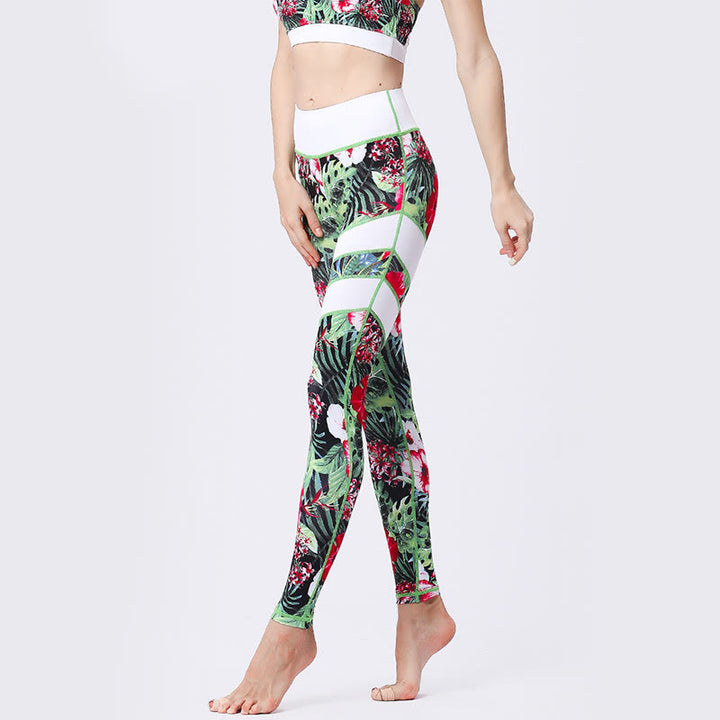 Pantalones de yoga para mujeres de cintura alta con estampado de pétalos de flor Buddha Stones para ejercicios deportivos y fitness - image 12
