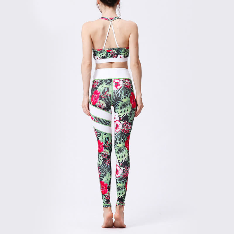 Pantalones de yoga para mujeres de cintura alta con estampado de pétalos de flor Buddha Stones para ejercicios deportivos y fitness - image 14