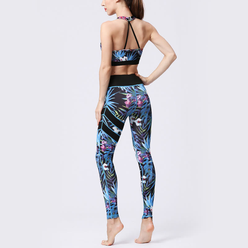 Pantalones de yoga para mujeres de cintura alta con estampado de pétalos de flor Buddha Stones para ejercicios deportivos y fitness - image 24