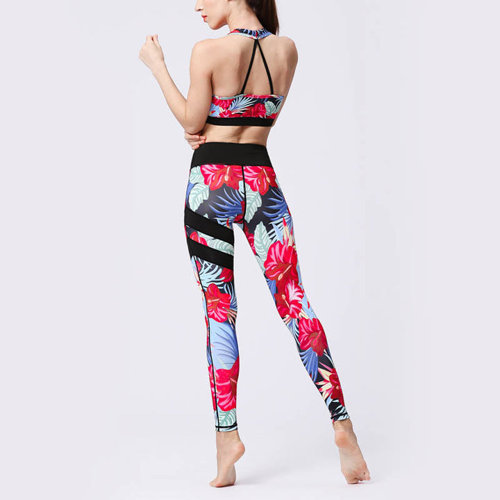 Pantalones de yoga para mujeres de cintura alta con estampado de pétalos de flor Buddha Stones para ejercicios deportivos y fitness - image 34