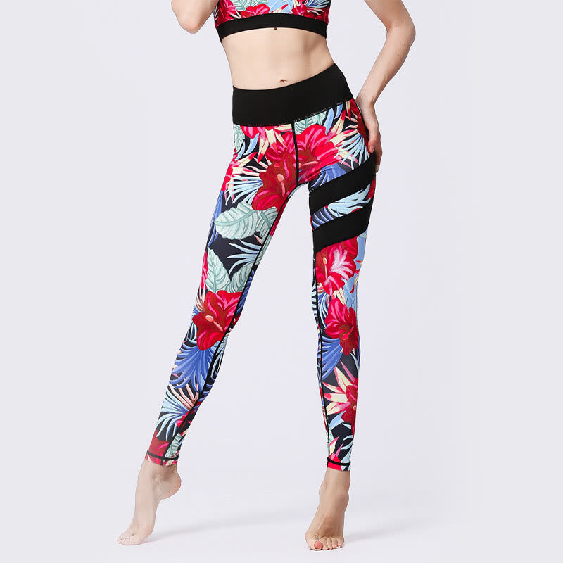 Pantalones de yoga para mujeres de cintura alta con estampado de pétalos de flor Buddha Stones para ejercicios deportivos y fitness - image 31