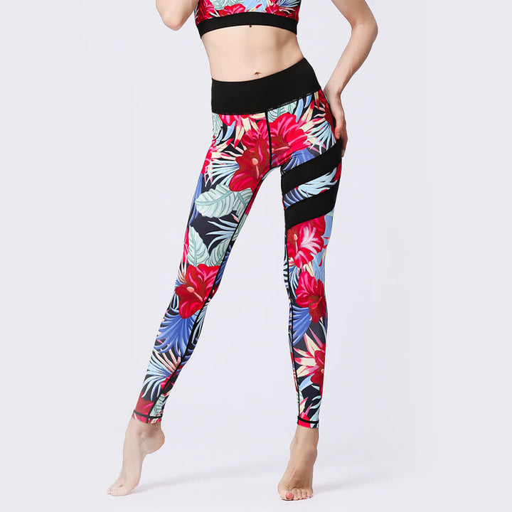 Pantalones de yoga para mujeres de cintura alta con estampado de pétalos de flor Buddha Stones para ejercicios deportivos y fitness - image 31