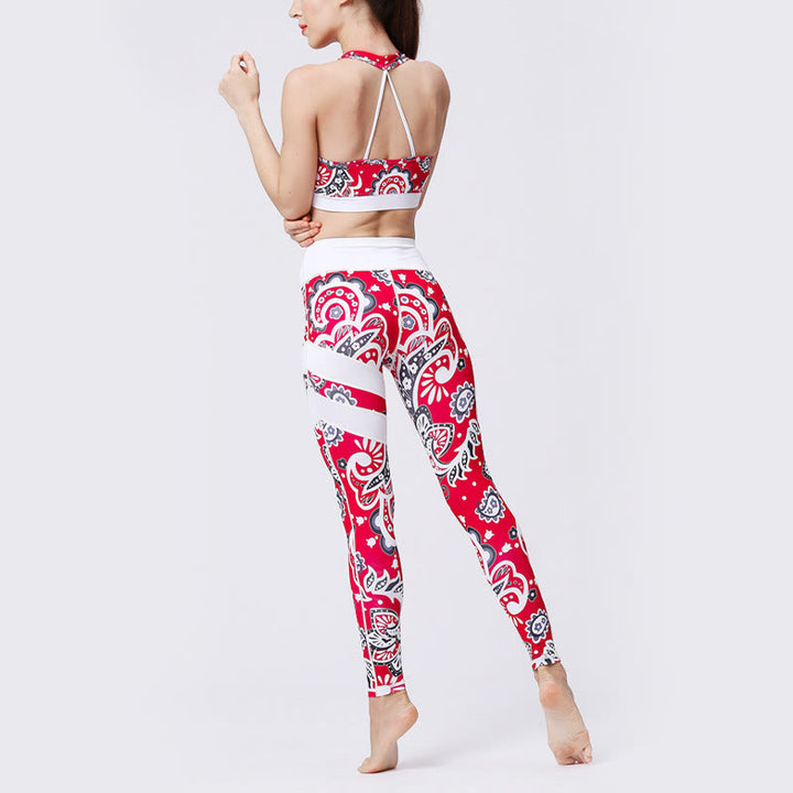 Pantalones de yoga para mujeres de cintura alta con estampado de pétalos de flor Buddha Stones para ejercicios deportivos y fitness - image 39