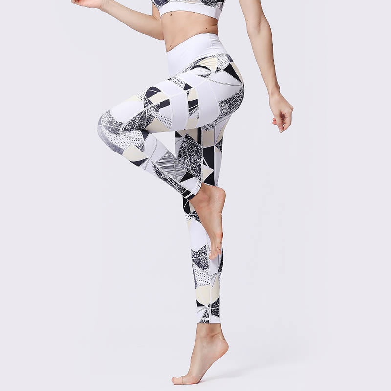 Pantalones de yoga para mujeres de cintura alta con estampado de pétalos de flor Buddha Stones para ejercicios deportivos y fitness - image 44