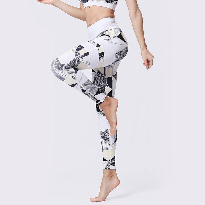 Pantalones de yoga para mujeres de cintura alta con estampado de pétalos de flor Buddha Stones para ejercicios deportivos y fitness - image 44