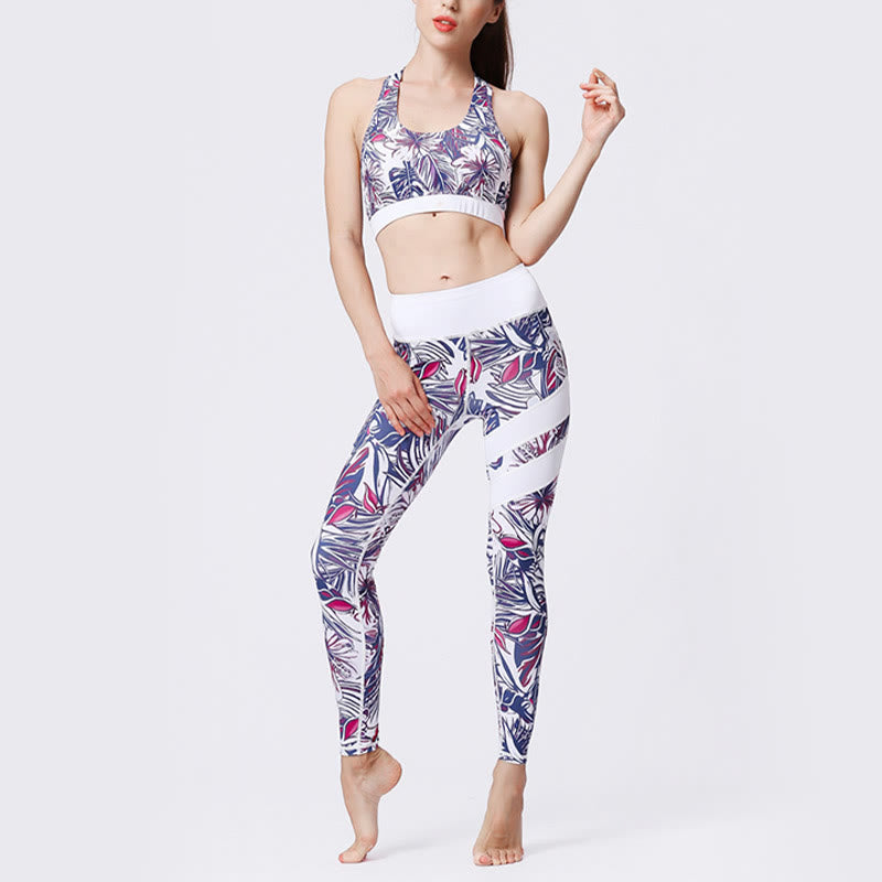 Pantalones de yoga para mujeres de cintura alta con estampado de pétalos de flor Buddha Stones para ejercicios deportivos y fitness - image 49