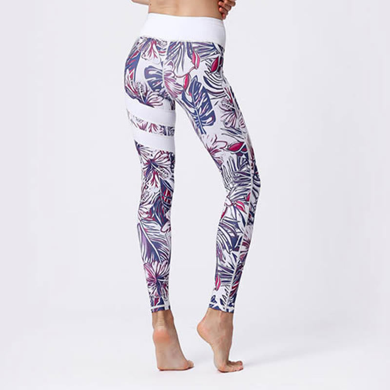 Pantalones de yoga para mujeres de cintura alta con estampado de pétalos de flor Buddha Stones para ejercicios deportivos y fitness - image 48